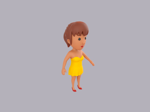 Cartoon Female Character Rigged 091 Model 3D
