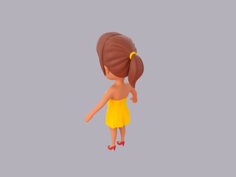Cartoon Female Character Rigged 091 Model 3D
