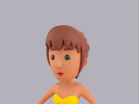 Cartoon Female Character Rigged 091 Model 3D