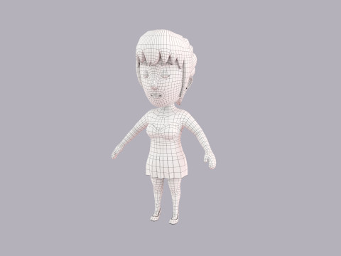 Cartoon Female Character Rigged 091 Model 3D