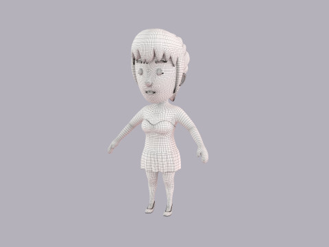 Cartoon Female Character Rigged 091 Model 3D
