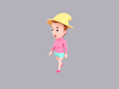 Cartoon Female Character Rigged 092 3D मॉडल