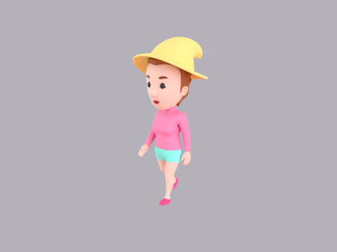 Cartoon Female Character Rigged 092 3D Model