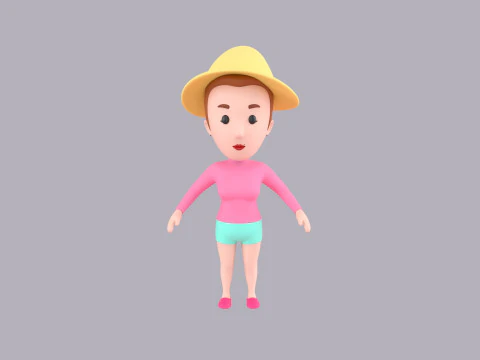 Cartoon Female Character Rigged 092 3D Model