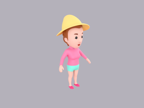 Cartoon Female Character Rigged 092 3D मॉडल