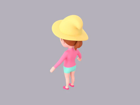 Cartoon Female Character Rigged 092 3D Model