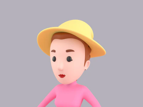 Cartoon Female Character Rigged 092 3D Model