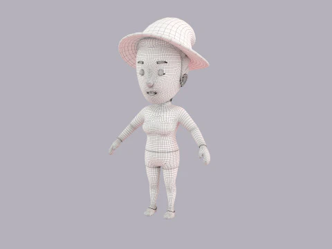 Cartoon Female Character Rigged 092 3D Model