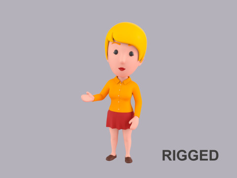 Cartoon Female Character Rigged 093 Modèle 3D