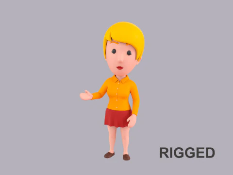 Kobieta z kreskówki sfałszowana 093 Model 3D