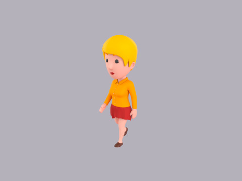 Cartoon Female Character Rigged 093 3Dモデル