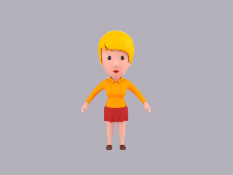 Cartoon Female Character Rigged 093 3Dモデル