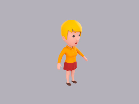 Cartoon Female Character Rigged 093 3Dモデル