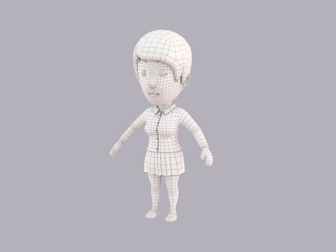Cartoon Female Character Rigged 093 3Dモデル