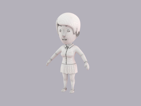 Cartoon Female Character Rigged 093 3Dモデル