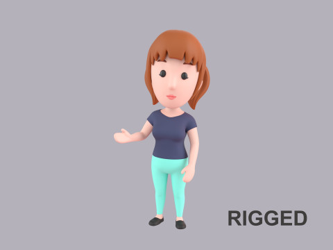 Cartoon Female Character Rigged 094 3D Model