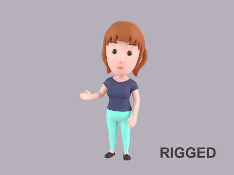 Personaggio femminile dei cartoni animati truccato 094 Modello 3D