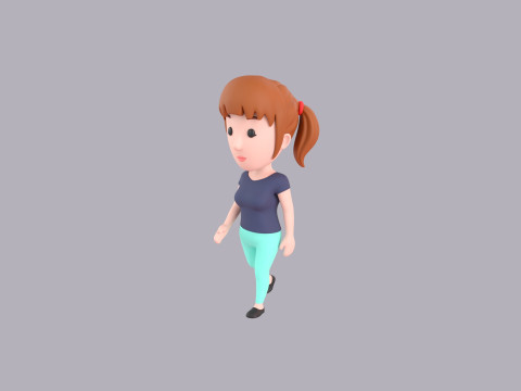 Cartoon Female Character Rigged 094 3D 모델