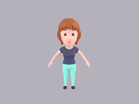 Cartoon Female Character Rigged 094 3D 모델