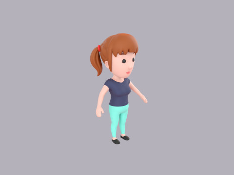 Cartoon Female Character Rigged 094 3D 모델
