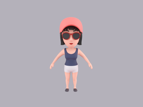Cartoon Female Character Rigged 095 3D 모델