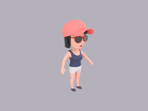 Cartoon Female Character Rigged 095 3D 모델