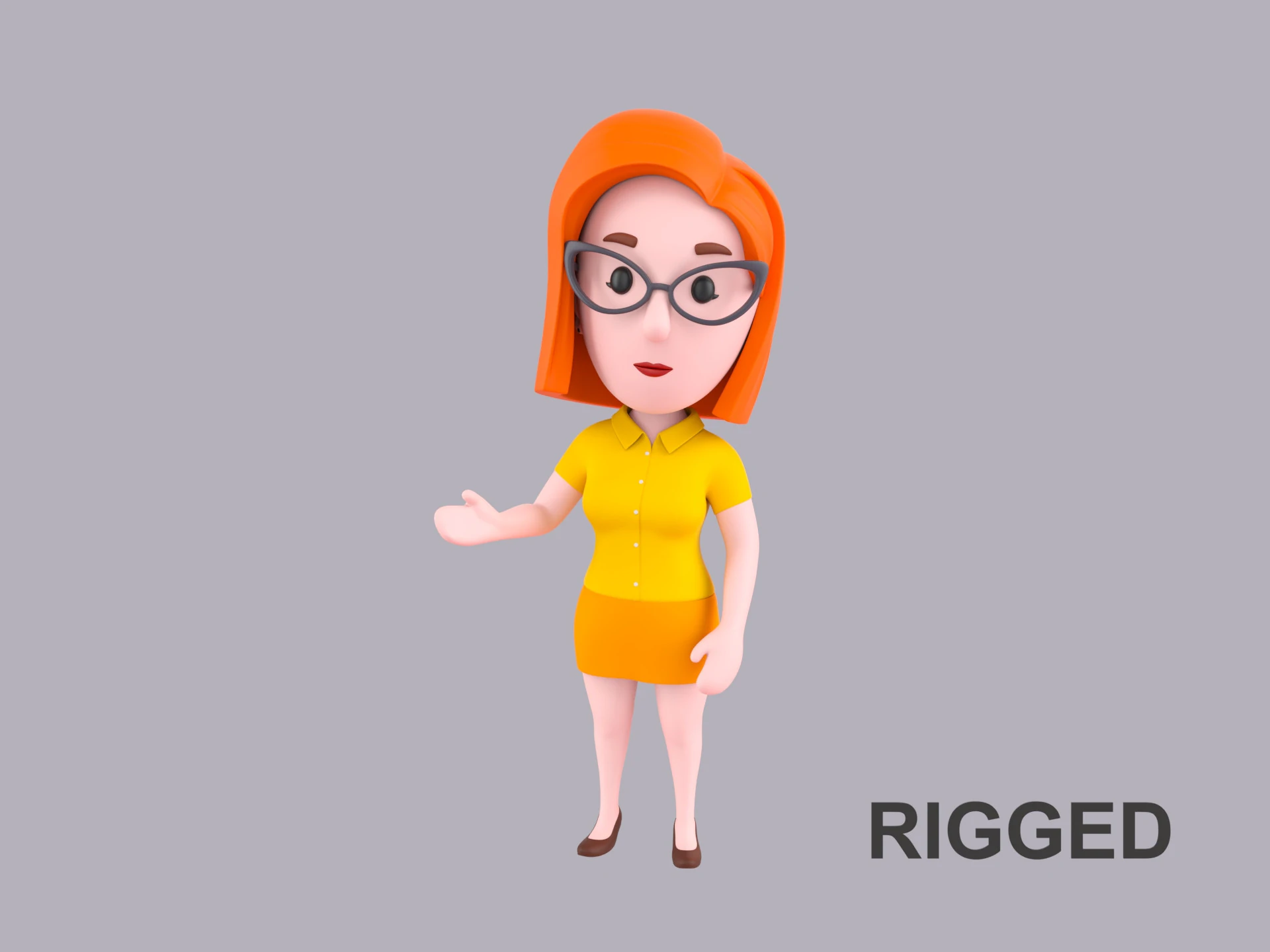 Cartoon Female Character Rigged 096 3D Model .c4d .max .obj .3ds .fbx .stl .blend 
