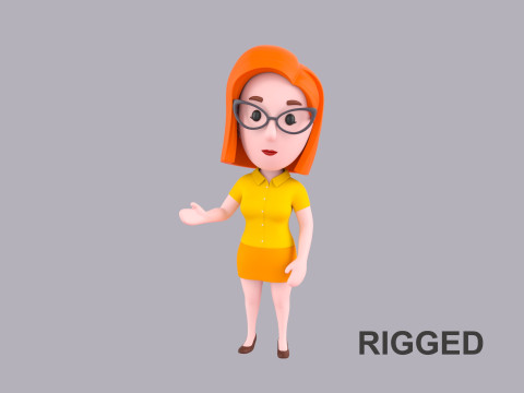 Cartoon Female Character Rigged 096 3Dモデル