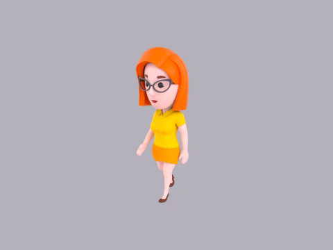 Cartoon Female Character Rigged 096 3D Model