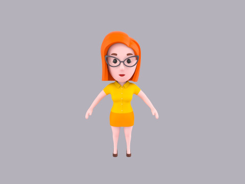 Cartoon Female Character Rigged 096 3D 模型