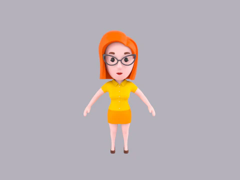 Cartoon Female Character Rigged 096 3D Model