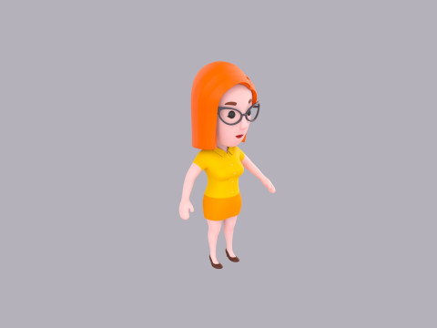 Cartoon Female Character Rigged 096 3D 模型