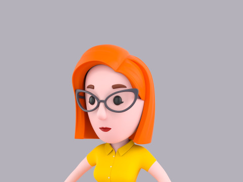 Cartoon Female Character Rigged 096 3D 模型