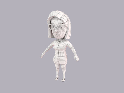 Cartoon Female Character Rigged 096 3D 模型