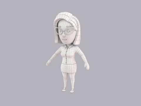Cartoon Female Character Rigged 096 3D Model