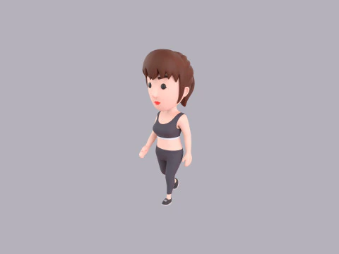 Cartoon Female Character Rigged 097 3D Model