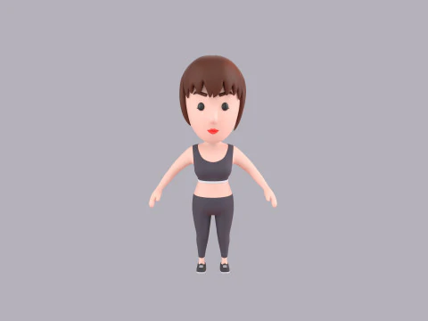Cartoon Female Character Rigged 097 3D Model