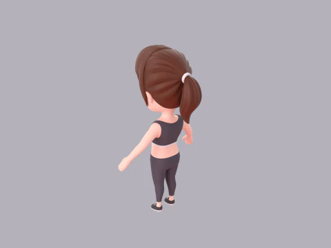 Cartoon Female Character Rigged 097 3D Model