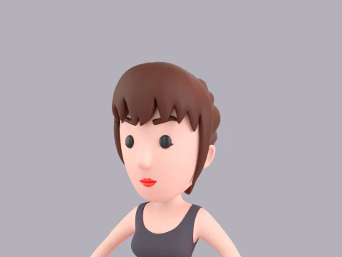 Cartoon Female Character Rigged 097 3D Model
