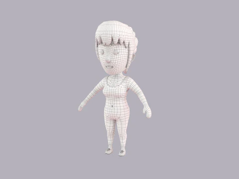 Cartoon Female Character Rigged 097 3D Model