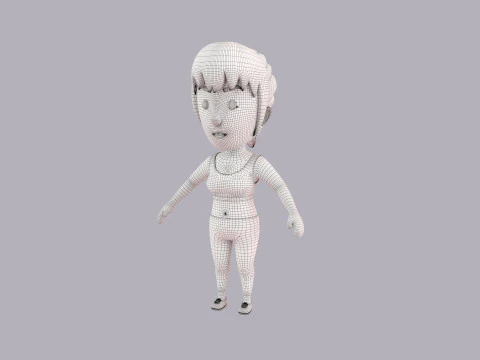 Cartoon Female Character Rigged 097 3D Model