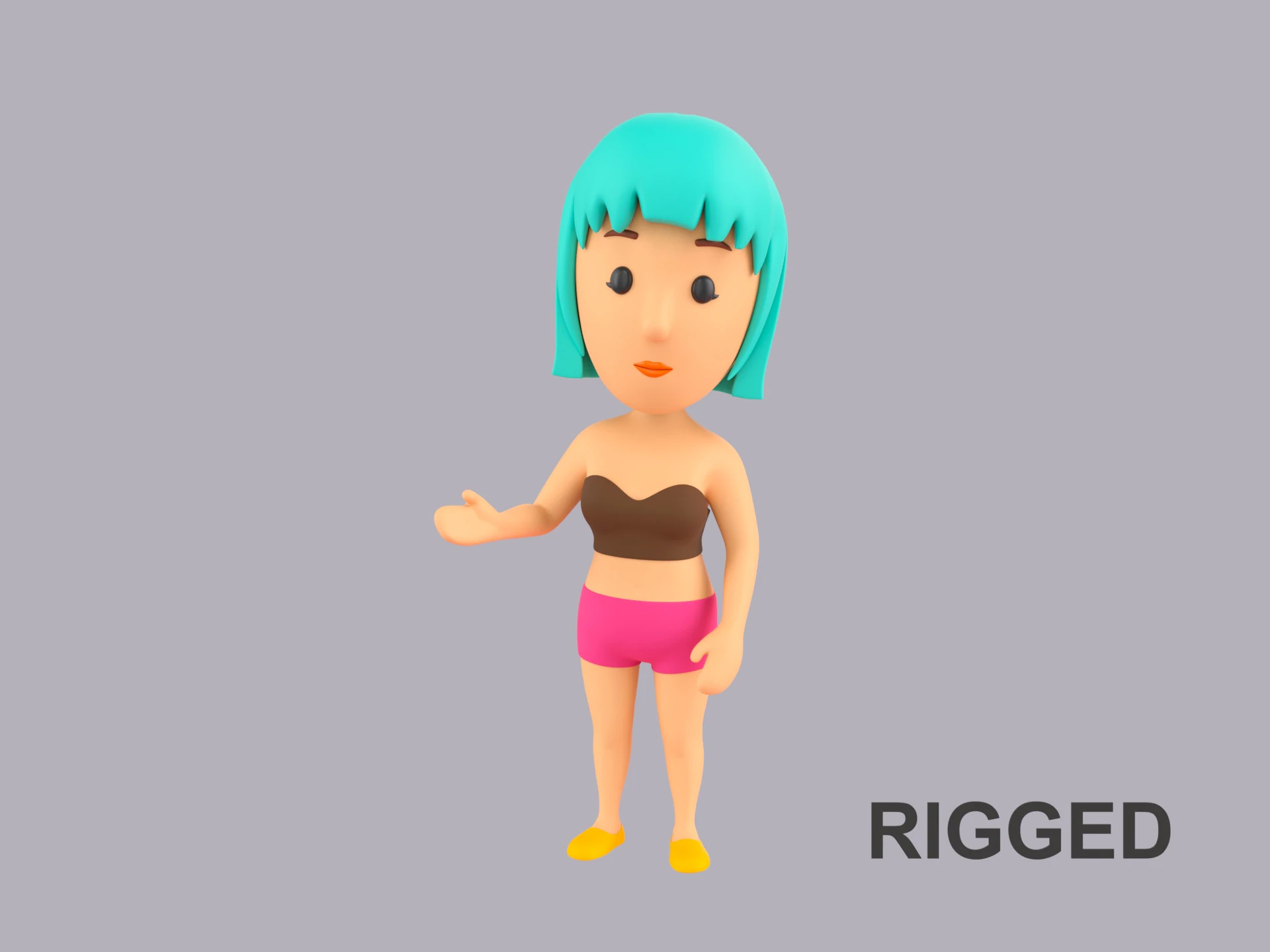 Cartoon Female Character Rigged 098 3D Model .c4d .max .obj .3ds .fbx .stl .blend