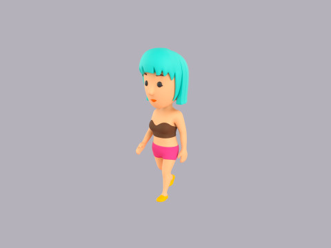 Cartoon Female Character Rigged 098 3D Model