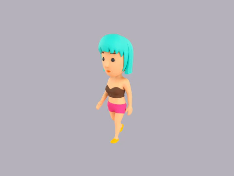 Cartoon Female Character Rigged 098 3D Model