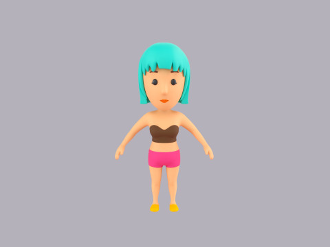 Cartoon Female Character Rigged 098 3D Model