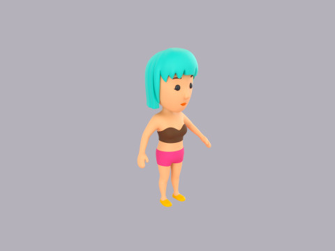 Cartoon Female Character Rigged 098 3D Model
