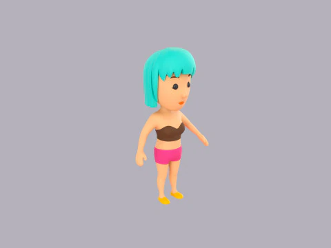 Cartoon Female Character Rigged 098 3D Model