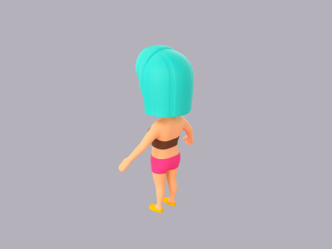 Cartoon Female Character Rigged 098 3D Model