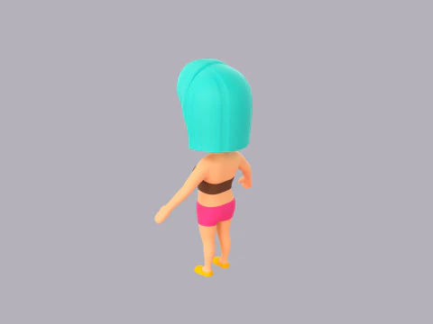 Cartoon Female Character Rigged 098 3D Model