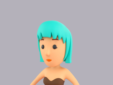 Cartoon Female Character Rigged 098 3D Model